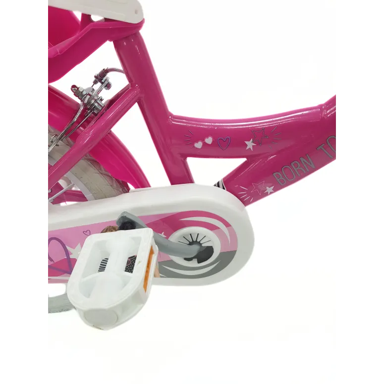 Rower Dziecięcy 14 Dziewczęcy Stal Kółka Boczne Bagażnik Na Lalki Dzwonek