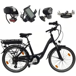 Elektryczny Rower Miejski 24 Alu Revo Altus 7-biegów Światła Odblaski 250W