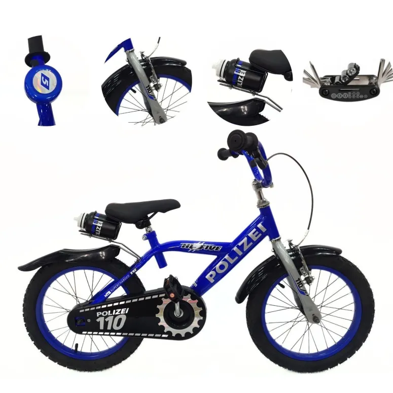Rower Dziecięcy 16 Chłopięcy Policja Błotniki Dzwonek Bidon Stopka Osłona