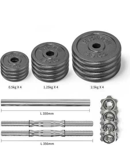 Hantle Żeliwne Regulowane Sztanga 2x10kg Gryfy Talerze Zestaw Trening 20kg