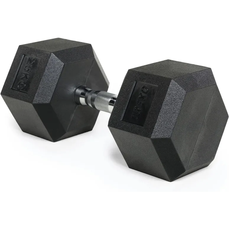 Hantla HEX Hantel Żeliwny TREXO Ćwiczeń Hantelek Gumowany Wytrzymały 25kg