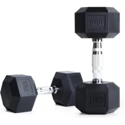 Hantle Żeliwne Gumowane HEX 2x10kg Hexagonalne Zestaw Do Ćwiczeń 20kg