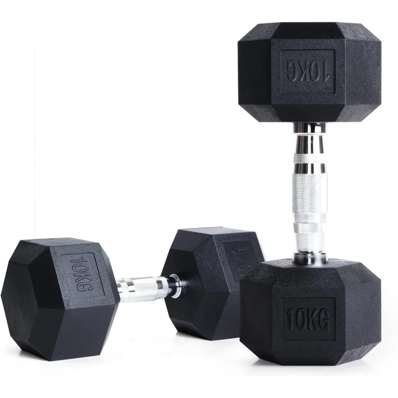 Hantle Żeliwne Gumowane HEX 2x10kg Hexagonalne Zestaw Do Ćwiczeń 20kg