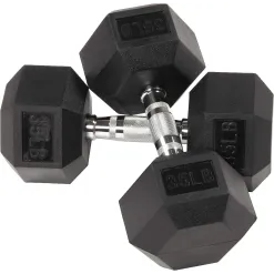 Hantle Żeliwne Gumowane HEX 2x16kg Hexagonalne Zestaw Do Ćwiczeń 32kg