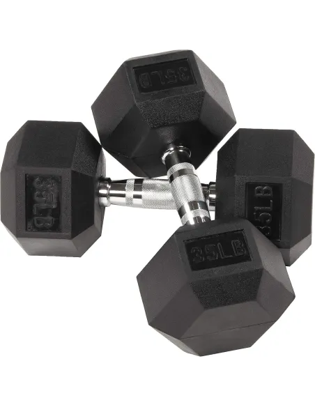 Hantle Żeliwne Gumowane HEX 2x16kg Hexagonalne Zestaw Do Ćwiczeń 32kg