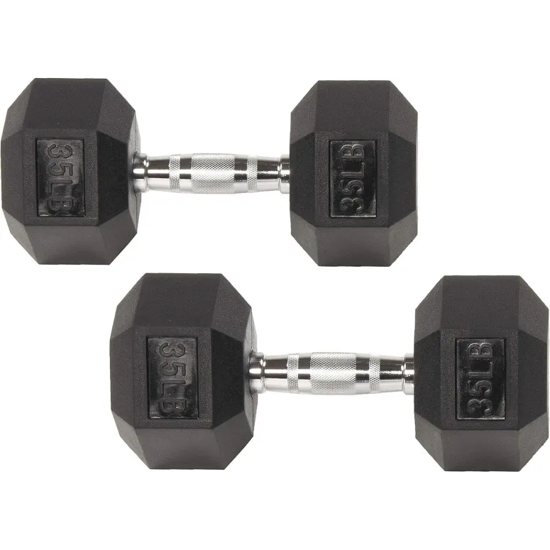 Hantle Żeliwne Gumowane HEX 2x16kg Hexagonalne Zestaw Do Ćwiczeń 32kg