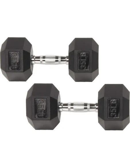 Hantle Żeliwne Gumowane HEX 2x16kg Hexagonalne Zestaw Do Ćwiczeń 32kg