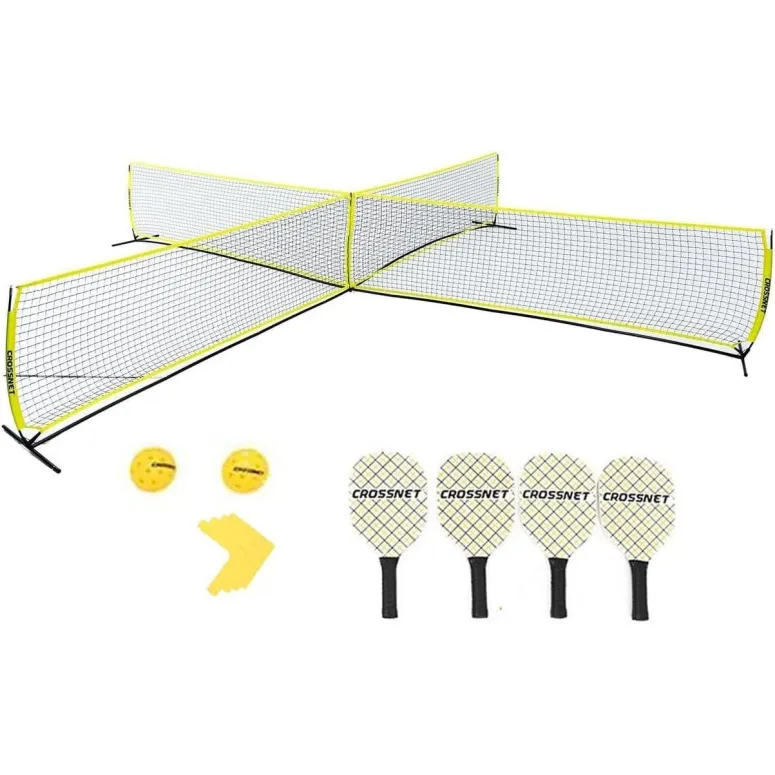 Zestaw Pickleball Crossnet 4 Rakiety 2 Piłki Siatka Gra Plener Akcesoria