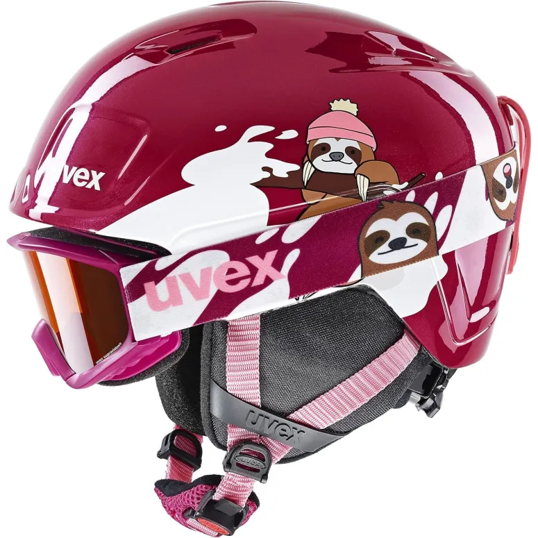 Kask Narciarski Uvex heyya Set Z Goglami 51-55cm Berry/White Sloth