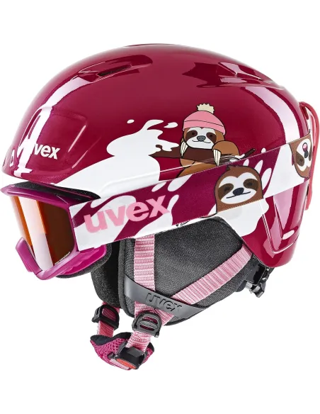 Kask Narciarski Uvex heyya Set Z Goglami 51-55cm Berry/White Sloth