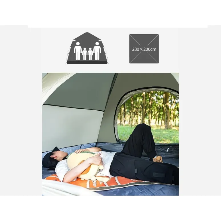 Namiot Turystyczny Samorozkładający ZAIED 3-4 Osobowy 2 Wejścia Pop-Up