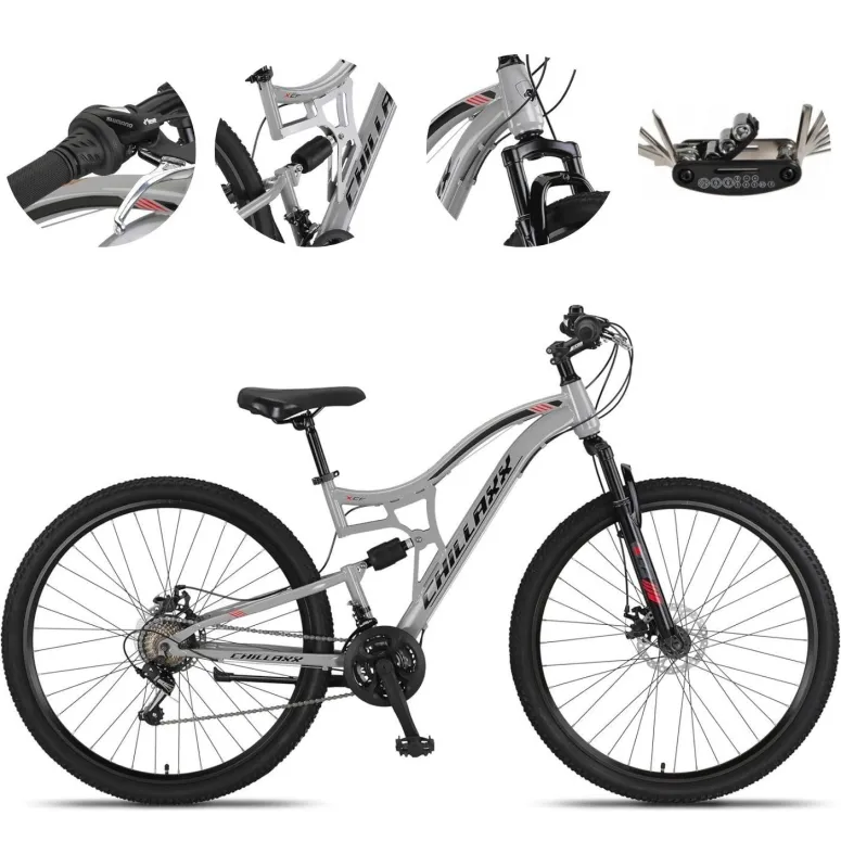 Rower Górski 29 Stal Męski Damski MTB Full Amortyzacja Tarcze Revo Dzwonek