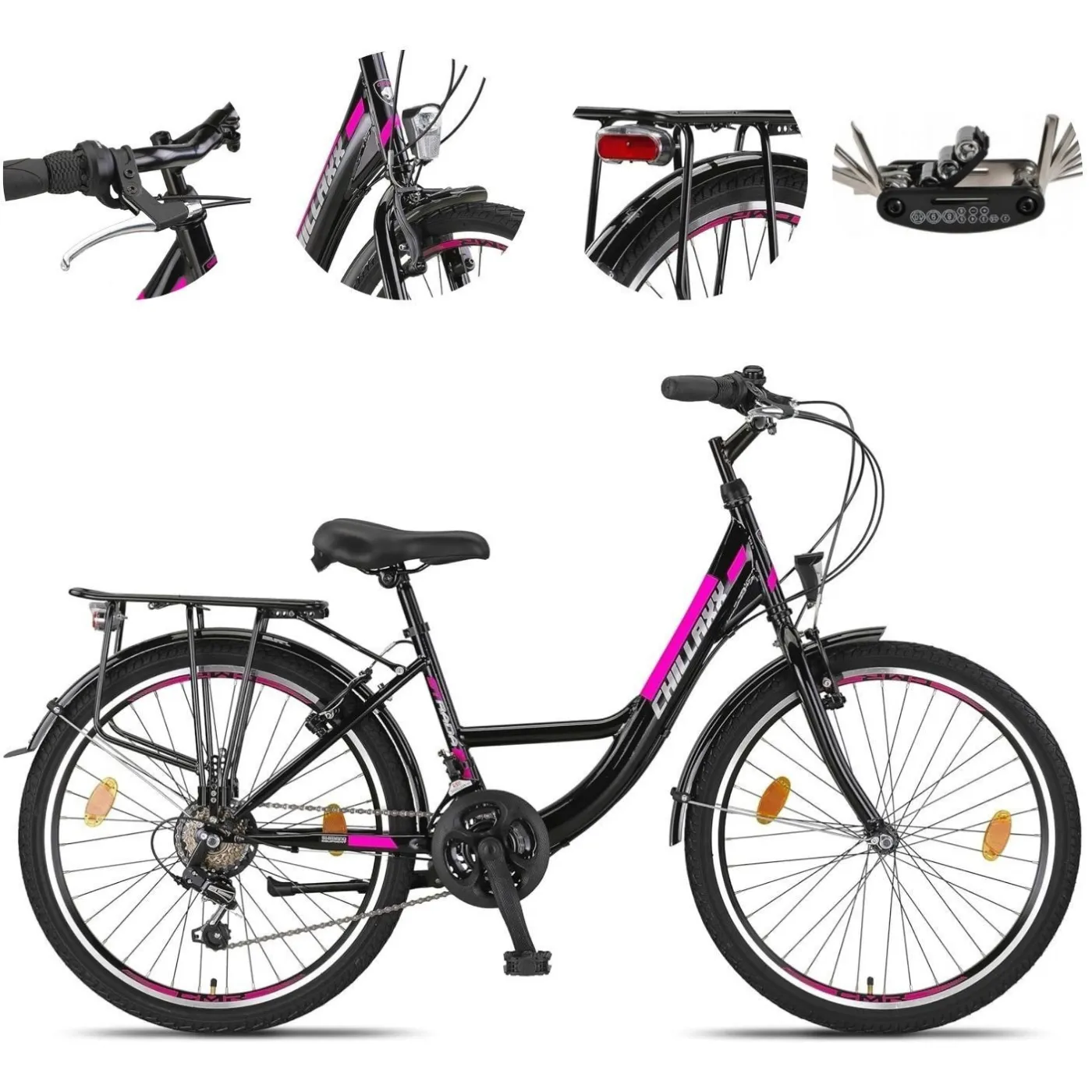 Rower Dziecięcy Miejski 24 Dziewczęcy Bagaż Dzwonek Stopka Światła Błotniki