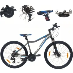 Rower Górski MTB 27,5 Alu Revo Amortyzacja Tarcze Szary Dzwonek Odblaski