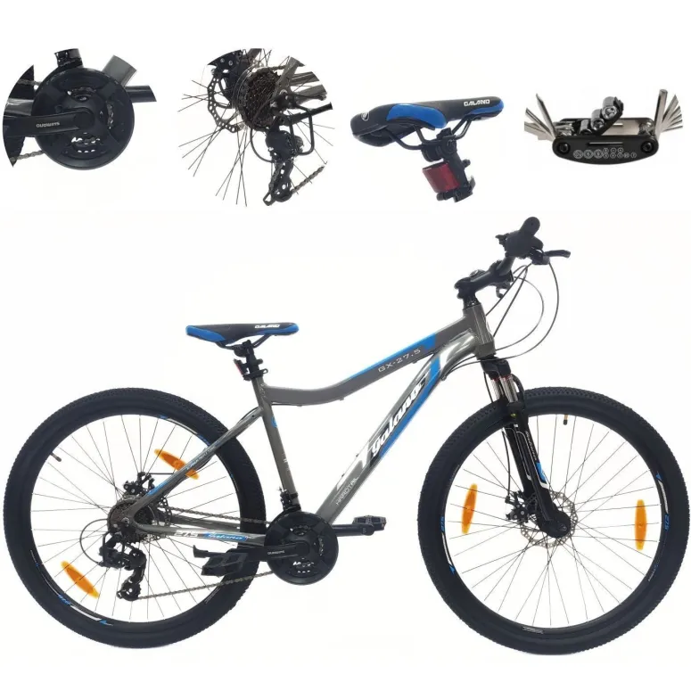 Rower Górski MTB 27,5 Alu Revo Amortyzacja Tarcze Szary Dzwonek Odblaski