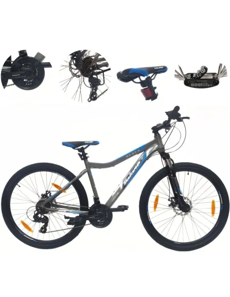 Rower Górski MTB 27,5 Alu Revo Amortyzacja Tarcze Szary Dzwonek Odblaski