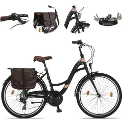 Rower Miejski Damski 28 Alu Bagaż Sakwy Dzwonek Stopka Oświetlenie Błotniki