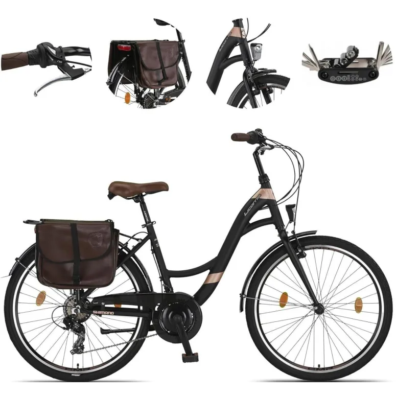 Rower Miejski Damski 28 Alu Bagaż Sakwy Dzwonek Stopka Oświetlenie Błotniki