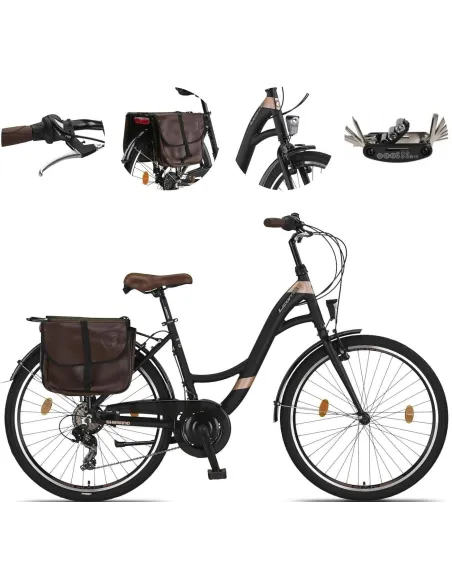 Rower Miejski Damski 28 Alu Bagaż Sakwy Dzwonek Stopka Oświetlenie Błotniki