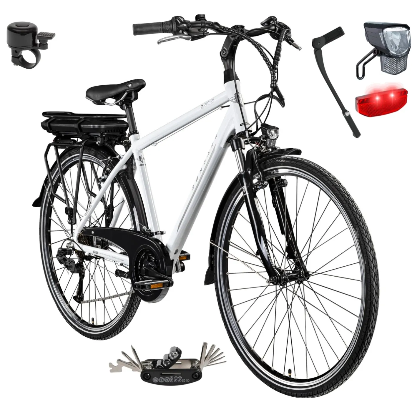 Elektryczny Rower Trekkingowy 28 Wspomaganie 115 km ALU Revo Bagażnik Męski