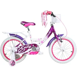 Dziewczęcy Rowerek 14 Kółka Boczne Koszyk