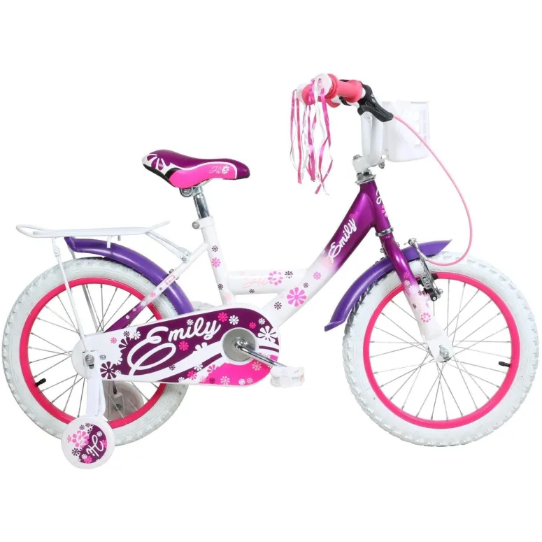Dziewczęcy Rowerek 14 Kółka Boczne Koszyk