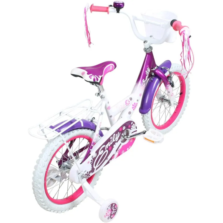 Dziewczęcy Rowerek 14 Kółka Boczne Koszyk