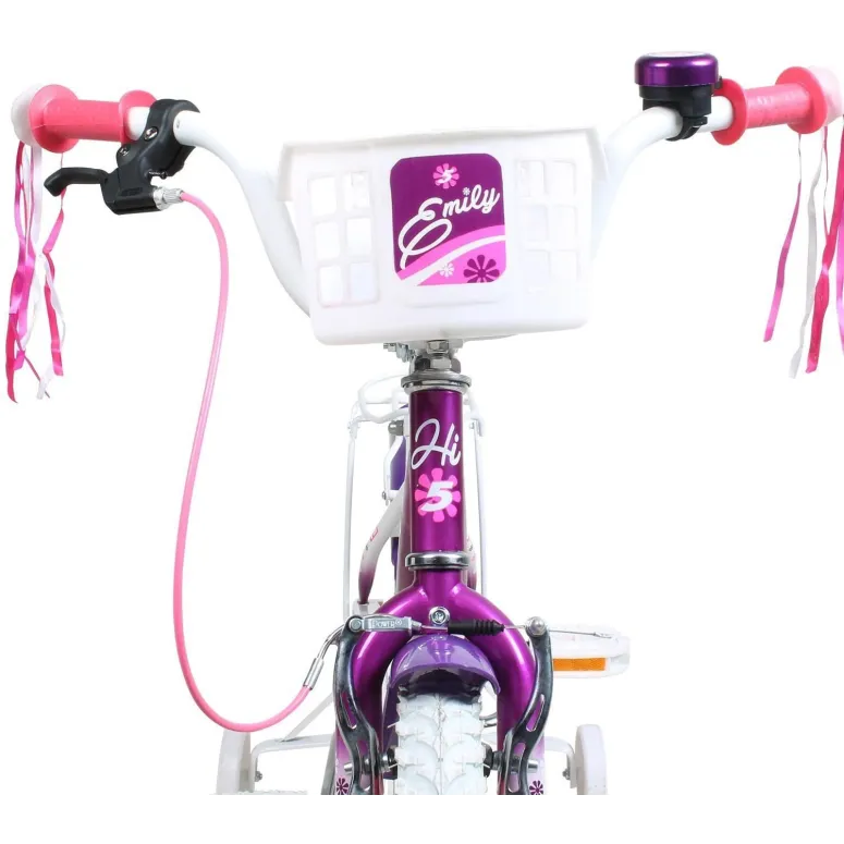 Dziewczęcy Rowerek 14 Kółka Boczne Koszyk