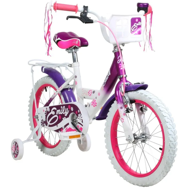 Dziewczęcy Rowerek 14 Kółka Boczne Koszyk