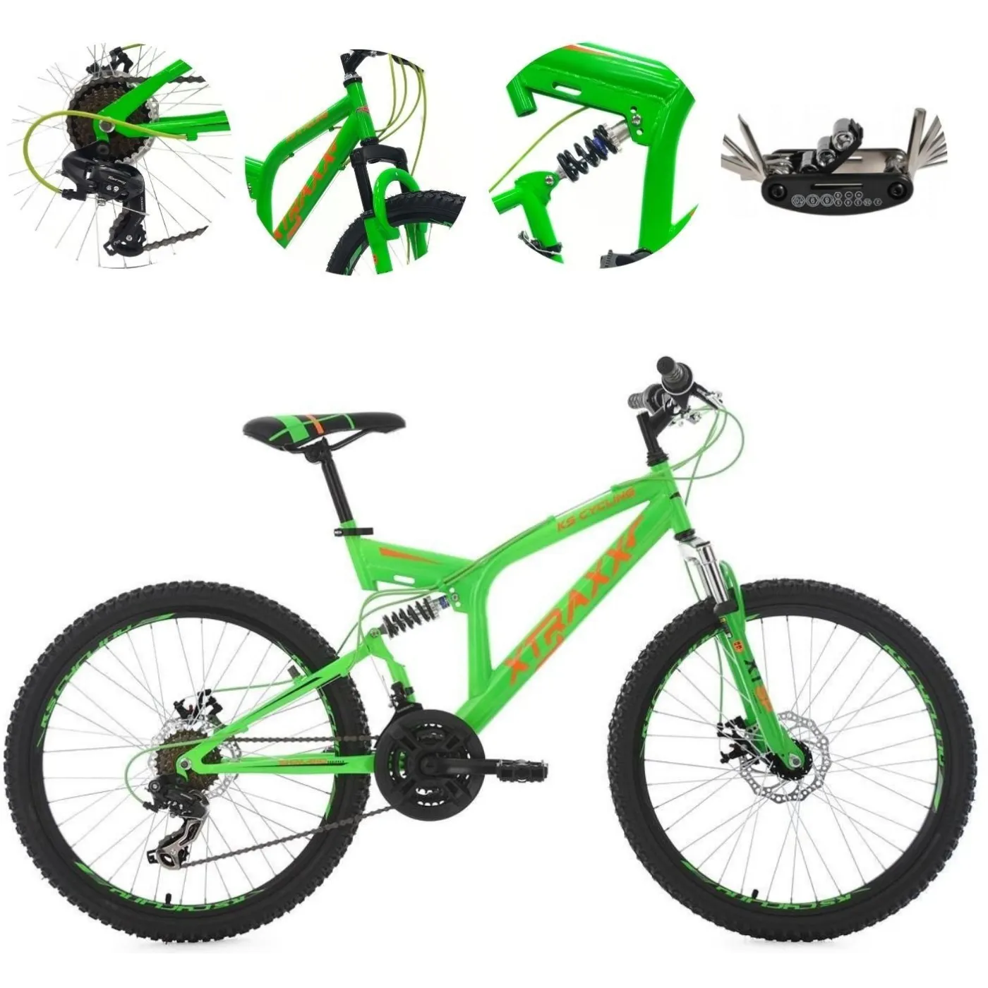 Rower Górski Dziecięcy 24 Młodzieżowy Pełna Amortyzacja Tarcze Microshift