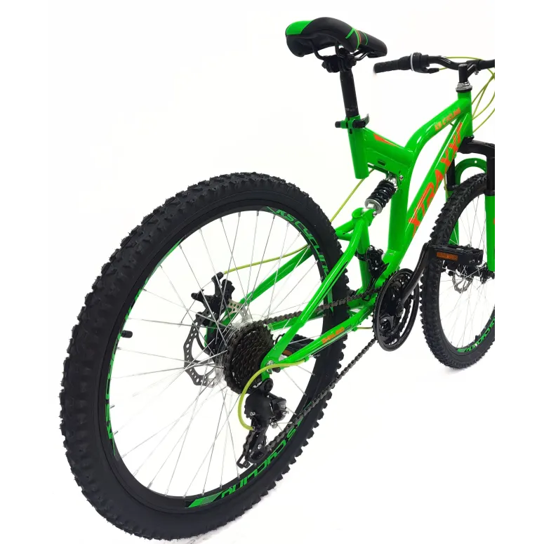 Rower Górski Dziecięcy 24 Młodzieżowy Pełna Amortyzacja Tarcze Microshift