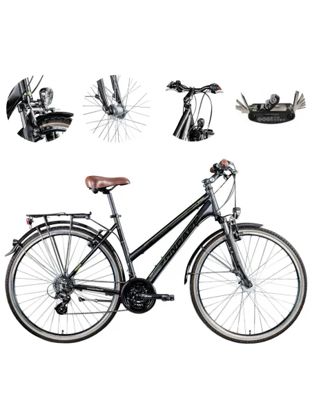 Rower Trekkingowy Damski 28 Aluminiowy Stopka Bagaż Oświetlenie Turystyczny