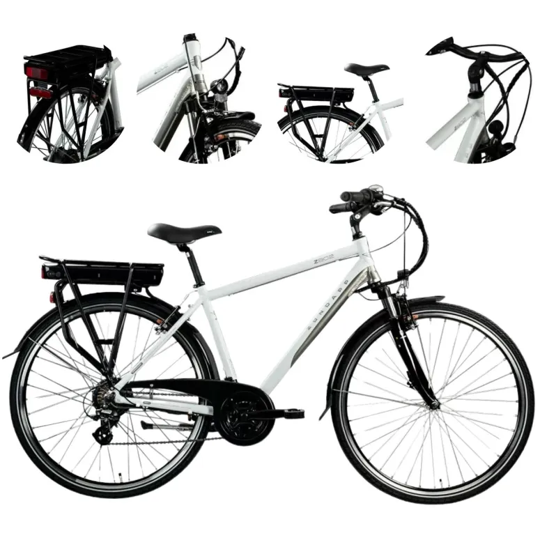 Elektryczny Rower Trekkingowy 28 Aluminiowy Wspomaganie 5 Trybów Dzwonek
