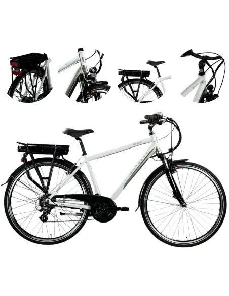 Elektryczny Rower Trekkingowy 28 Aluminiowy Wspomaganie 5 Trybów Dzwonek