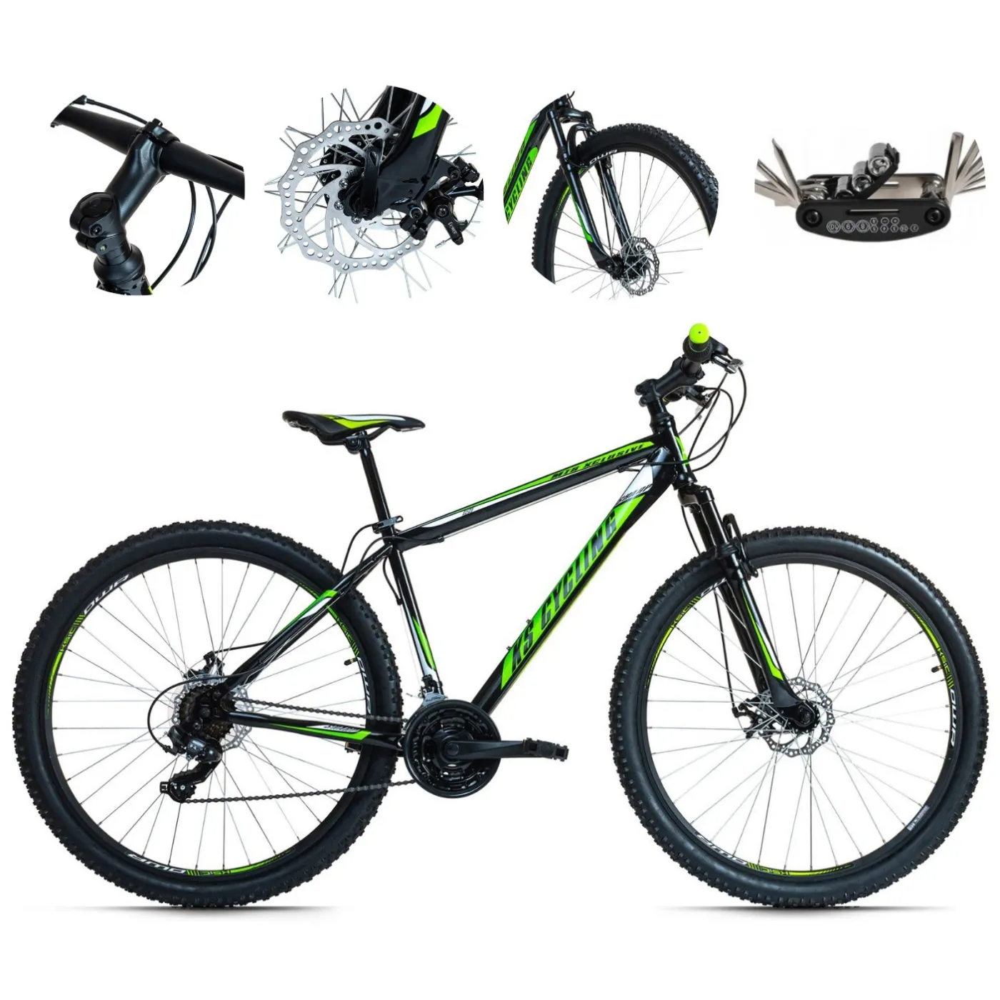 Rower Górski 29 MTB Hardtail Amortyzacja Tarcze Dzwonek Revoshift Tourney