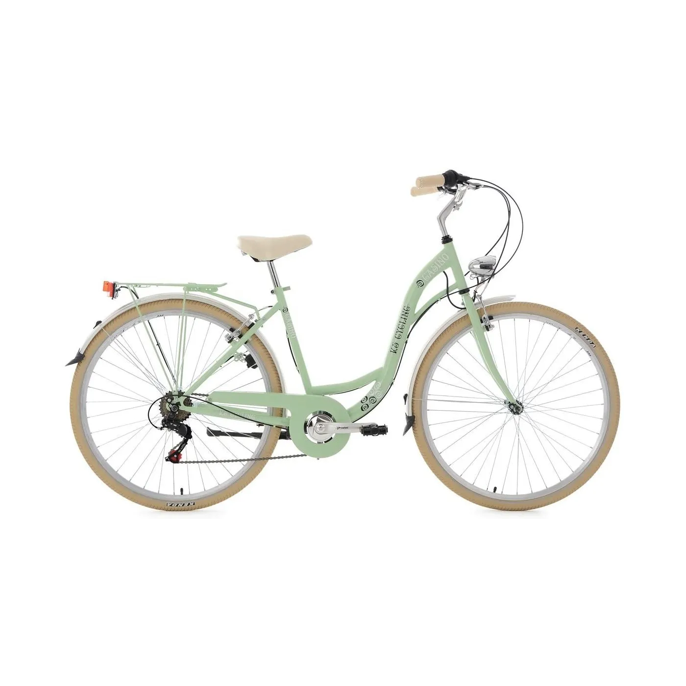 Damski Rower Miejski 28 Światła Bagażnik 6 Biegów