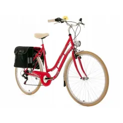 Damski Rower Miejski Retro 28 Jasne Opony Sakwy