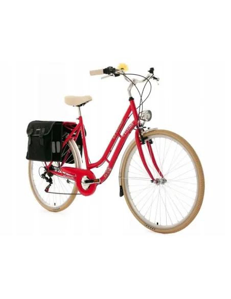Damski Rower Miejski Retro 28 Jasne Opony Sakwy
