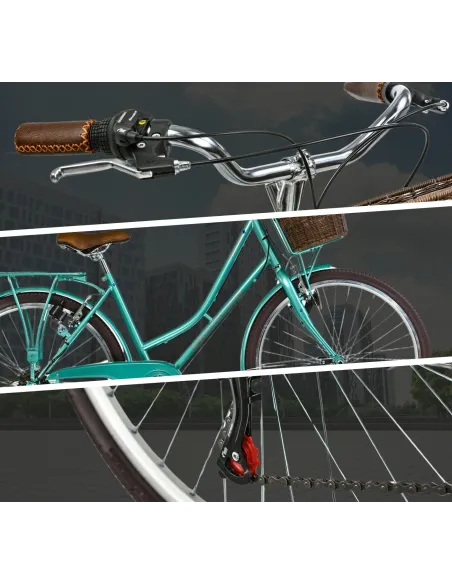 Miejski Rower Damski Dziewczęcy 26 Koszyk Światła Bagażnik V Brake Stalowy