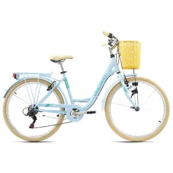Rower Miejski 26 Damka Dziewczęcy Z Koszykiem Światła Bagażnik V Brake