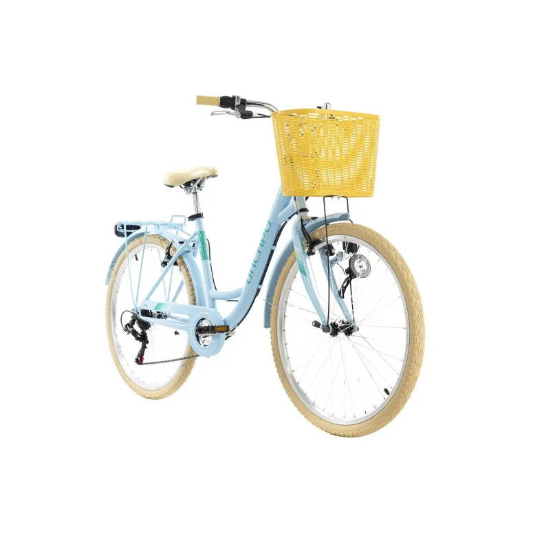 Rower Miejski 26 Damka Dziewczęcy Z Koszykiem Światła Bagażnik V Brake