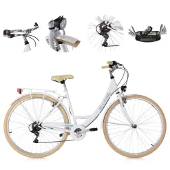 Damski Rower Miejski 28 Stal Damka Oświetlenie Bagażnik Błotniki Osłona