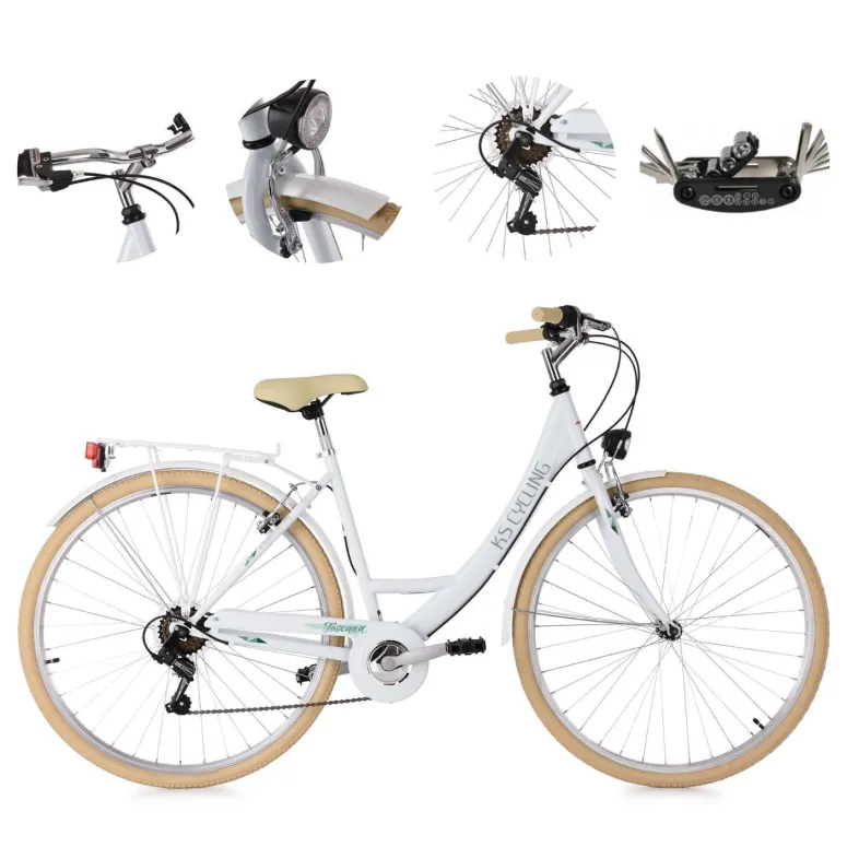 Damski Rower Miejski 28 Stal Damka Oświetlenie Bagażnik Błotniki Osłona