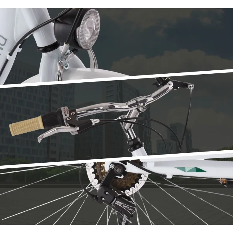 Damski Rower Miejski 28 Stal Damka Oświetlenie Bagażnik Błotniki Osłona