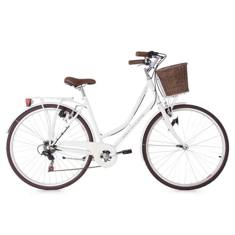 Miejski Rower Damski Stalowy 28 Bagażnik Koszyk 6 biegów Światła Damka