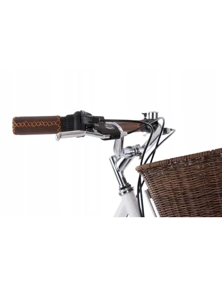 Miejski Rower Damski Stalowy 28 Bagażnik Koszyk 6 biegów Światła Damka
