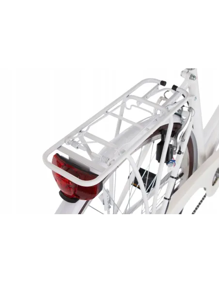 Miejski Rower Damski Stalowy 28 Bagażnik Koszyk 6 biegów Światła Damka