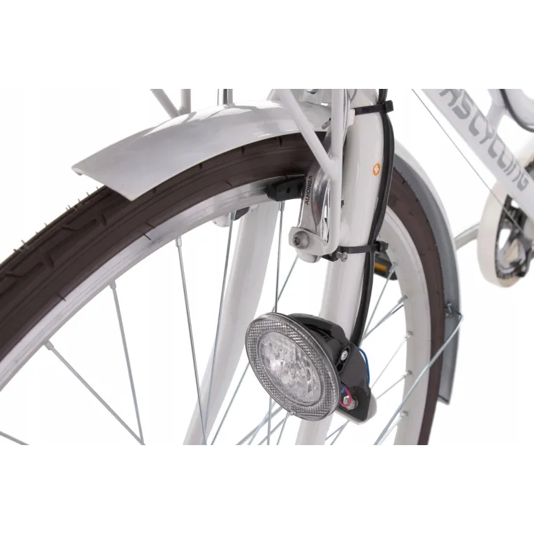 Miejski Rower Damski Stalowy 28 Bagażnik Koszyk 6 biegów Światła Damka