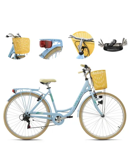 Rower Miejski Damski 28 Koszyk Damka Błotniki Oświetlenie Dzwonek Bagażnik