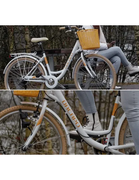 Rower Miejski Damski 28 Koszyk Damka Błotniki Oświetlenie Dzwonek Bagażnik